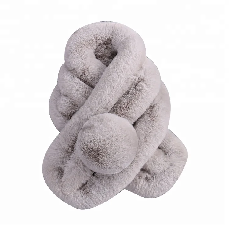 
Hot sale winter warm mixed color with hair ball pom pom scarf women loop fashion three tubes faux fur hair scarf neckerchief 