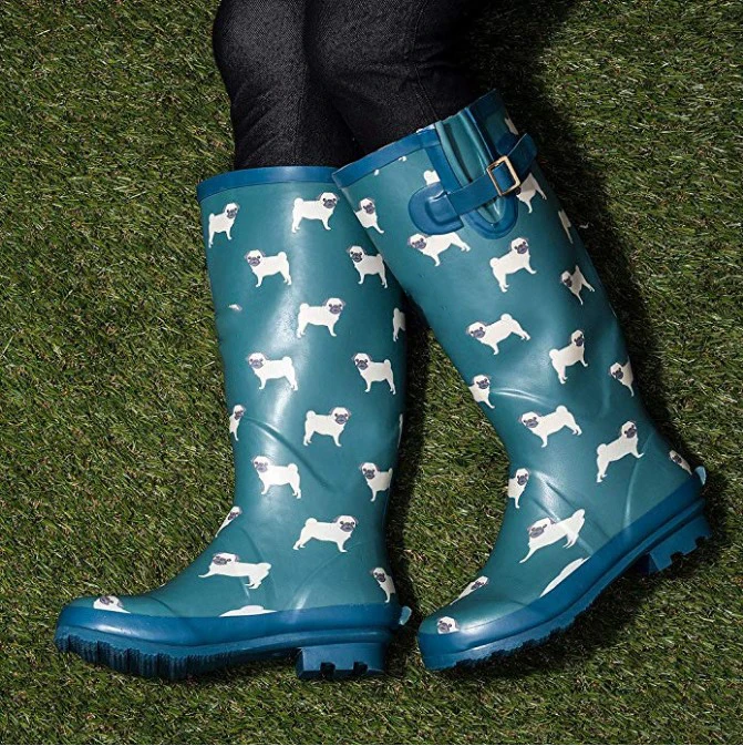 Wholesale Adjustable labrador Dog Print pictures Women Rubber Wellington Rain Boots
