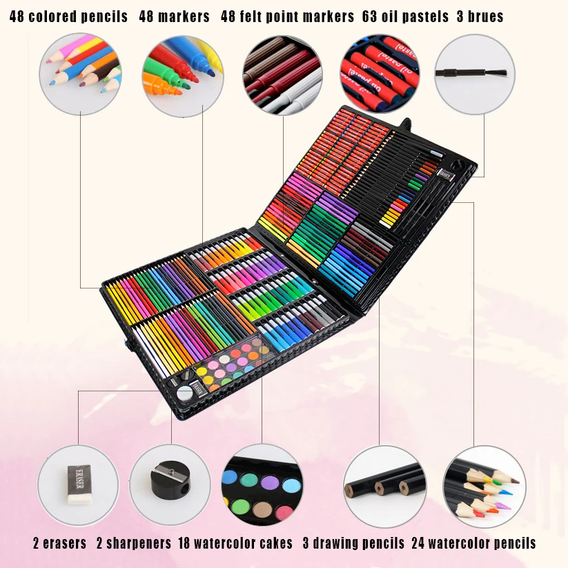 
Drawing Painting Creativity Set 258 Piece Deluxe Art for Beginners and Young Artists 47*47*4.0CM 6-12 Ages 5000sets ZT-AS258 