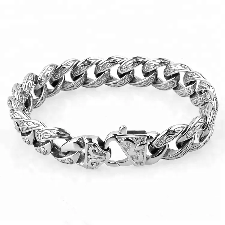 Marlary 18K Gold Plated Stainless Steel Gothic Mens Pave Cuban Chain Link Bracelet