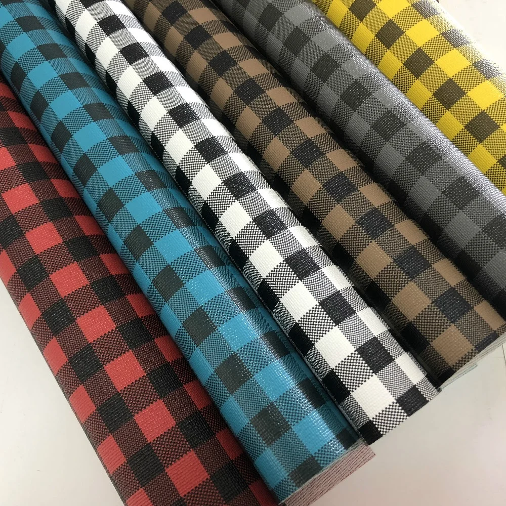 classical wholesale plaid print faux leather sheets for making hairbow
