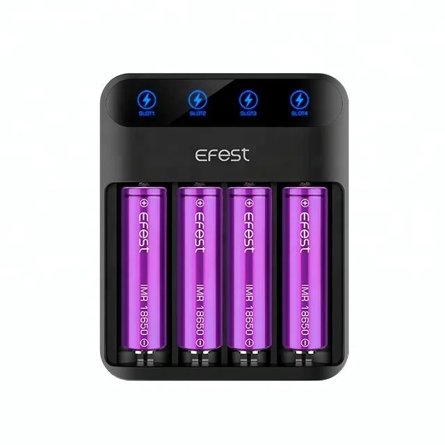 
3 Years Warranty Efest LUSH Q4 Led Screen IMR/INR Battery Charger 18650 20700 21700 