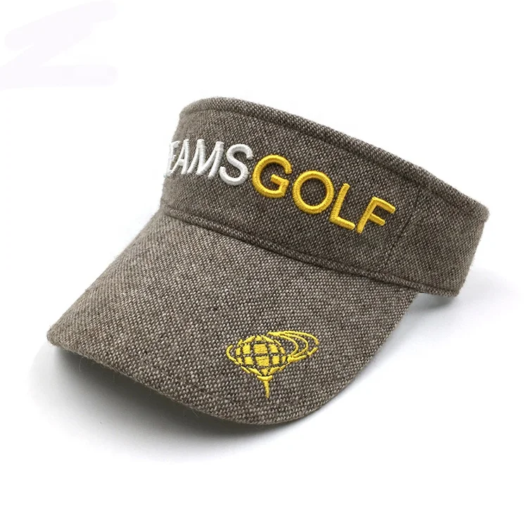 outdoor linen embroidered wide brim sun visor premium golf sun visor cap for men