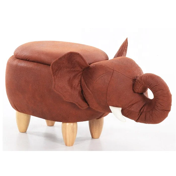 PU material Animal elephant shape storage ottoman with wooden legs