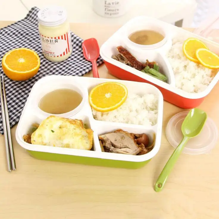 Wholesales Microwavable 3 compartments plastic Children lunch box bento box lunch with cutlery