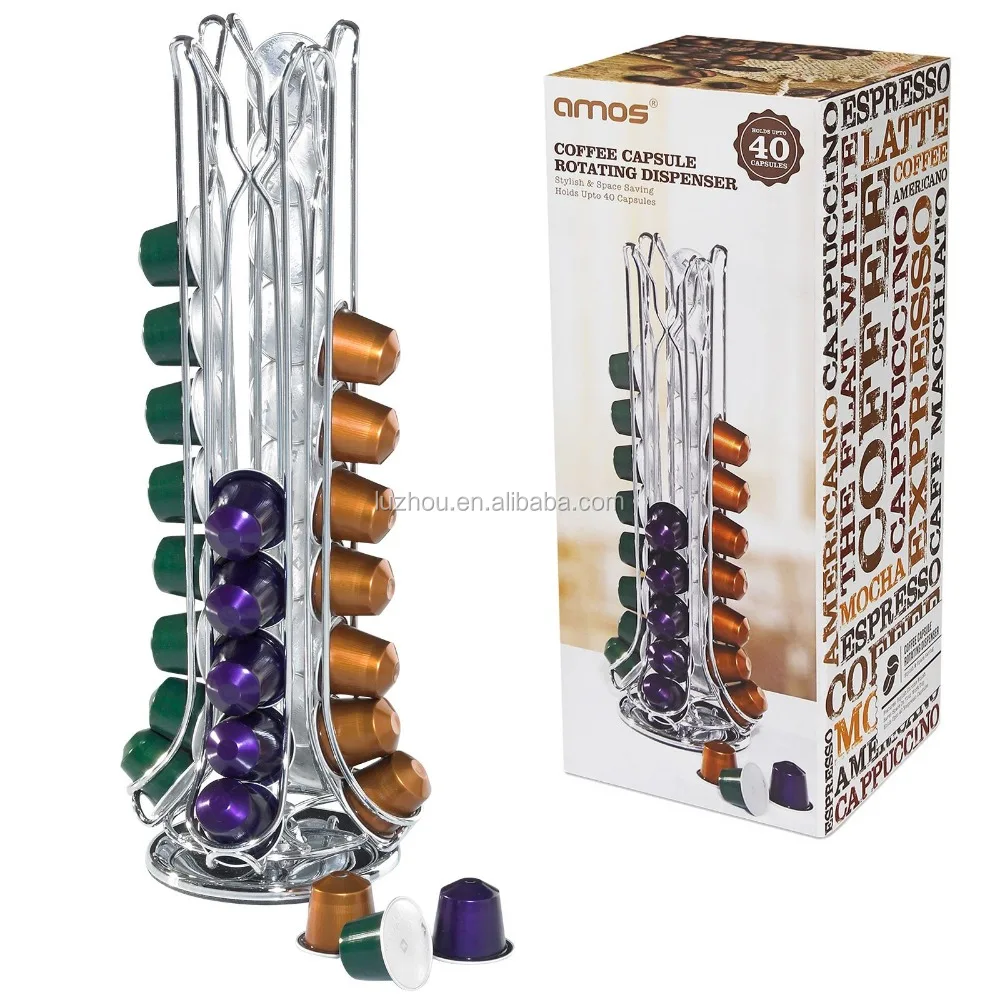 40 Rotating Nespresso Coffee Capsule Pod Holder Rack