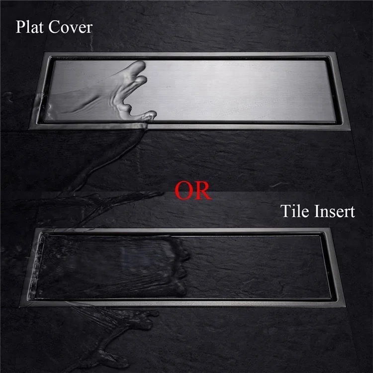 Bathroom Invisible Shower Floor Drain 304 Solid Stainless Steel 300 X 110mm Square Anti-Odor Floor Drain