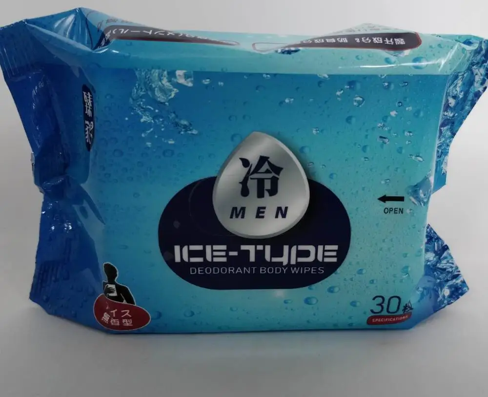 Portable Ice Cooling Adult Wet Wipes Alcohol-free deodorant body wipes