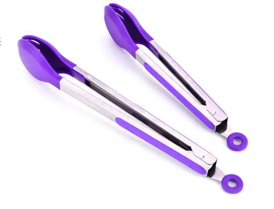 Food BBQ Clip Handle Clamp Stainless Steel Serving Tongs Useful Tool SW12142012A