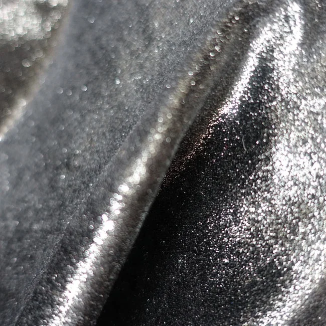 Stretch glossy Silver shining glitter velvet fabric for lady dress
