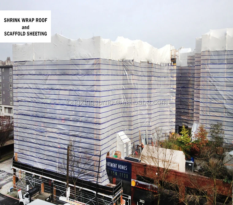 FR Shrink Wrap Factory OEM Retardant 9mil10 Mil White Shrink Film Packaging Film PE Roll Soft Retardant for boat scaffolding