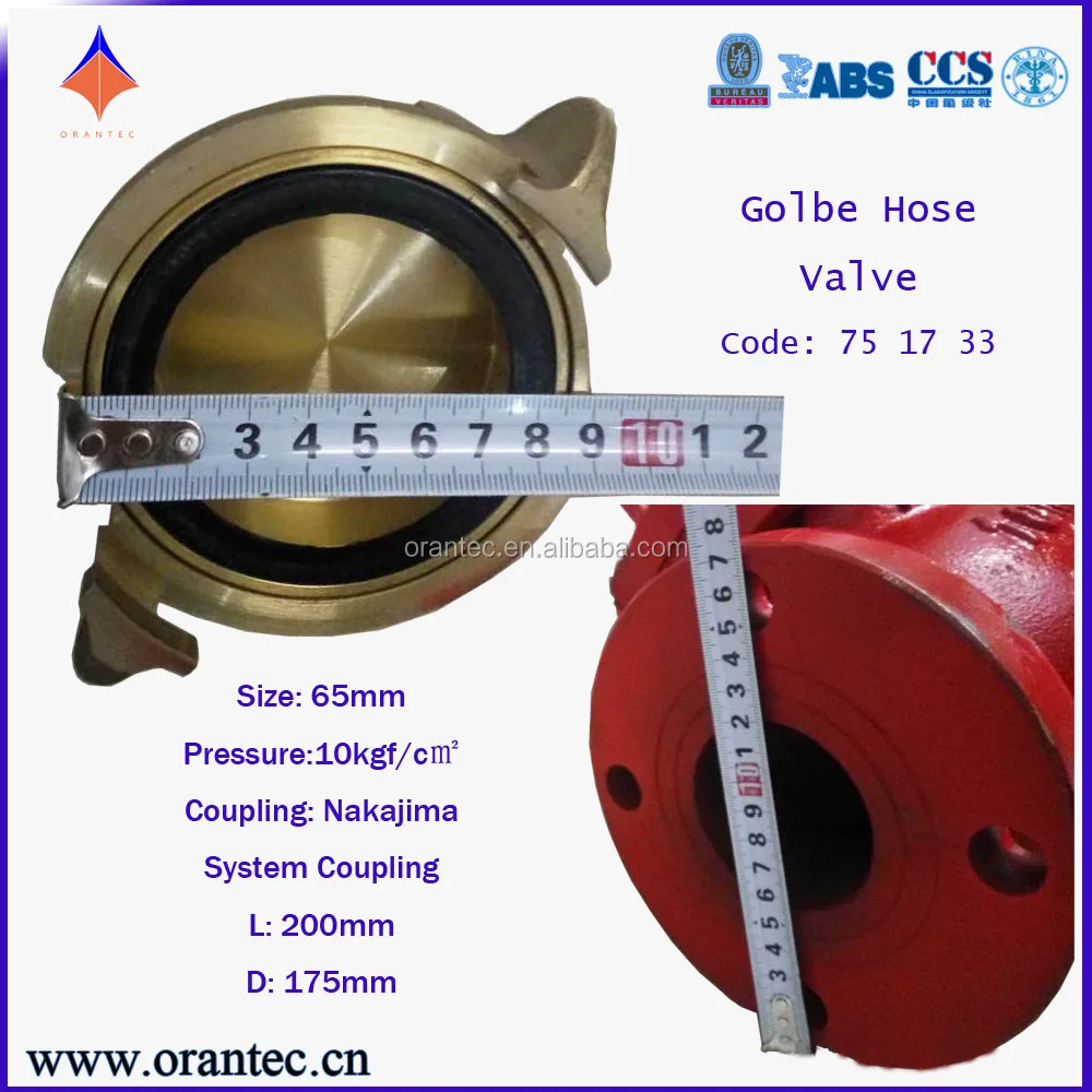 Marine Type IMPA Code 751733 JIS 10K DN65 Globe Fire Hose Valve