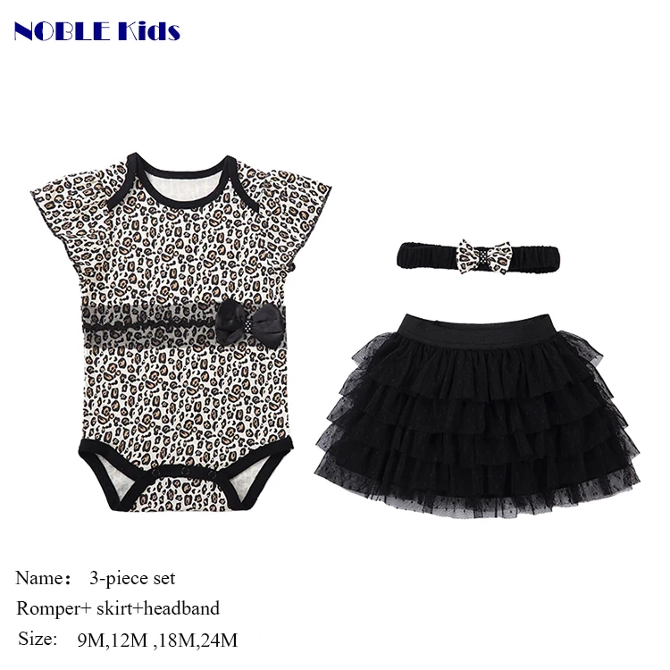 
New summer three-piece set baby skirts wholesale custom 100%cotton girls tops rompers 