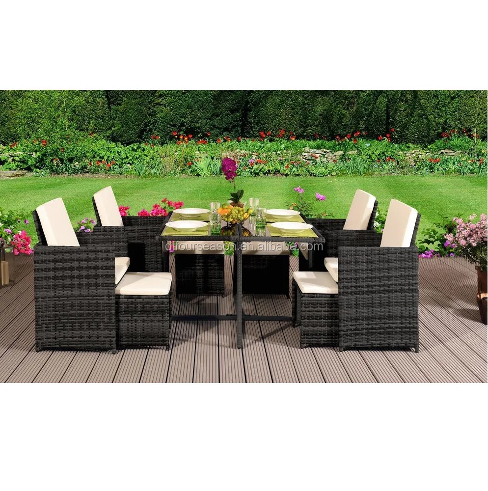 
rattan cube dining 9 pieces set 