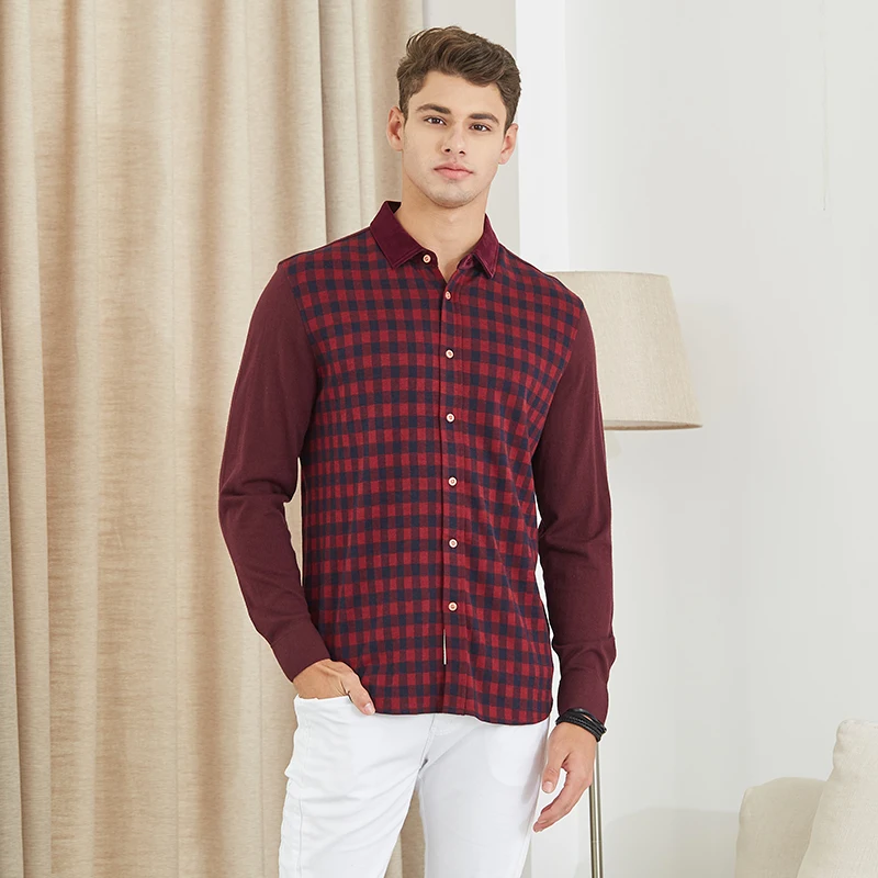 men plaid shirt cotton silk classic shirts for men