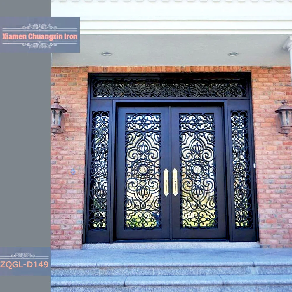 
Swing Open Style and Exterior Position Top-selling Wrought Iron Entry Doors 