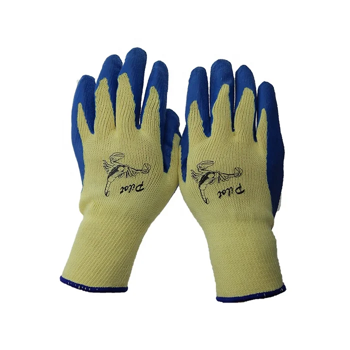 10 gauge polyester/cotton knitted latex coated crinkle work gloves