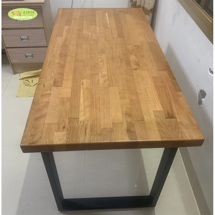 Factory Solid Wood Kichen Table / Modern Soften Wood Table Dining With Metal Legs