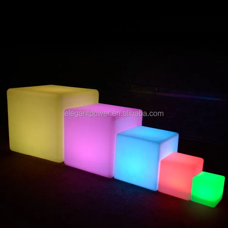 
Intelligent waterproof IP65 light up colorful 40cm 43cm 50cm 60cm LED table chair seating cubes for outdoor garden hotel party 