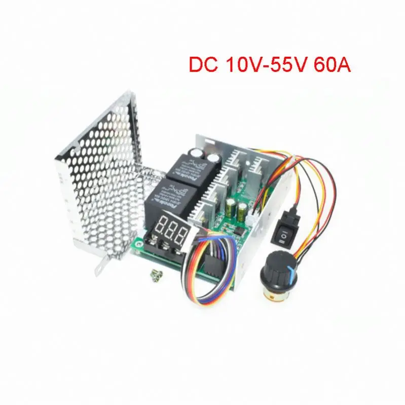 DC 10V-55V 12V 24V 36V 48V 60A PWM DC Governor Brush Motor Speed Control Controller Forward Reverse Reversible Digital display
