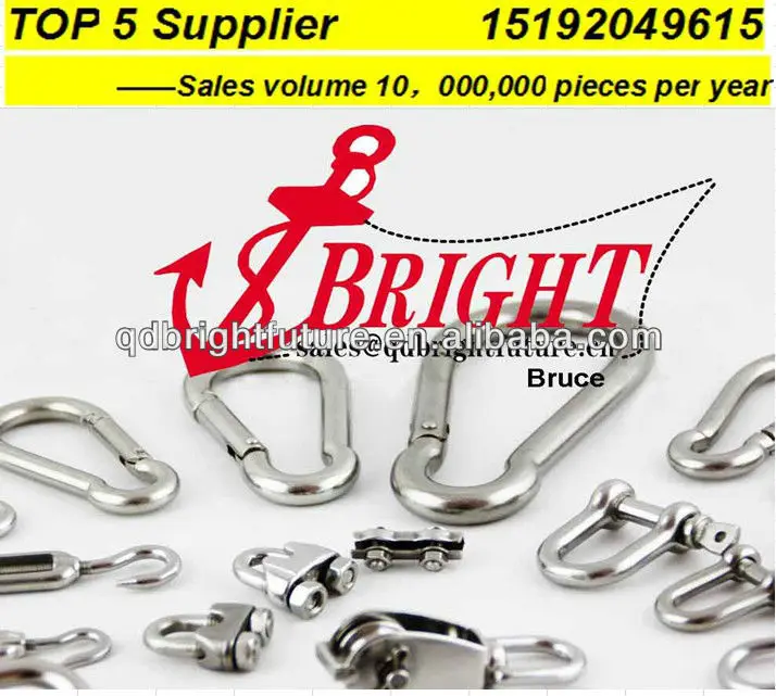 Polished DIN5299 form C, SS.316 steel snap hook