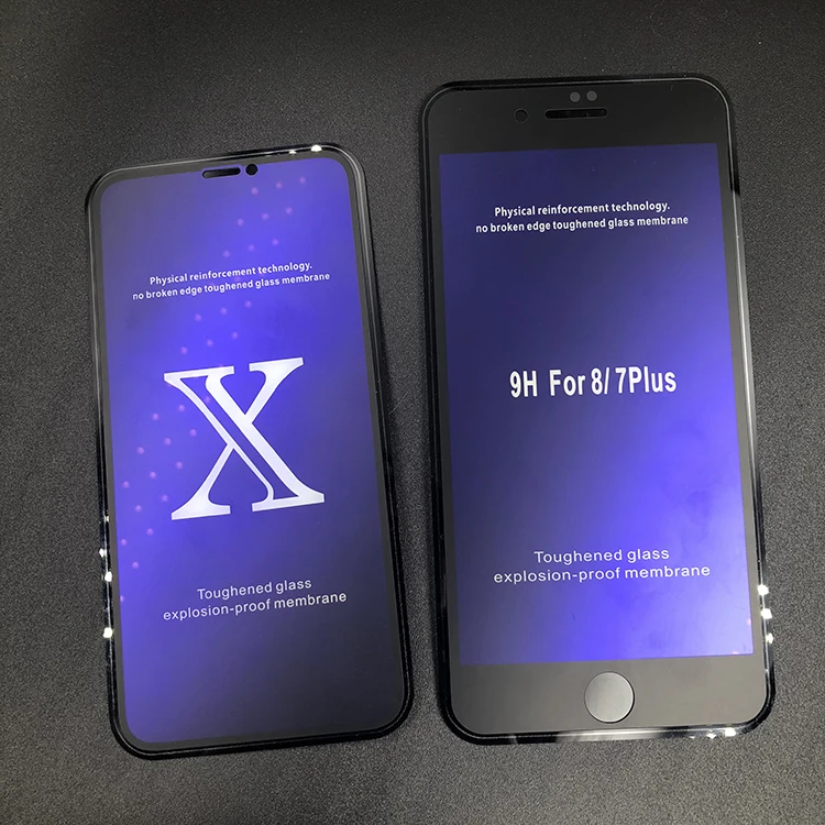 3D Full Glue Anti Blue Light 3d Silk Print for iPhone 7 8 plus Screen Protectorfor iPhone X 7 8