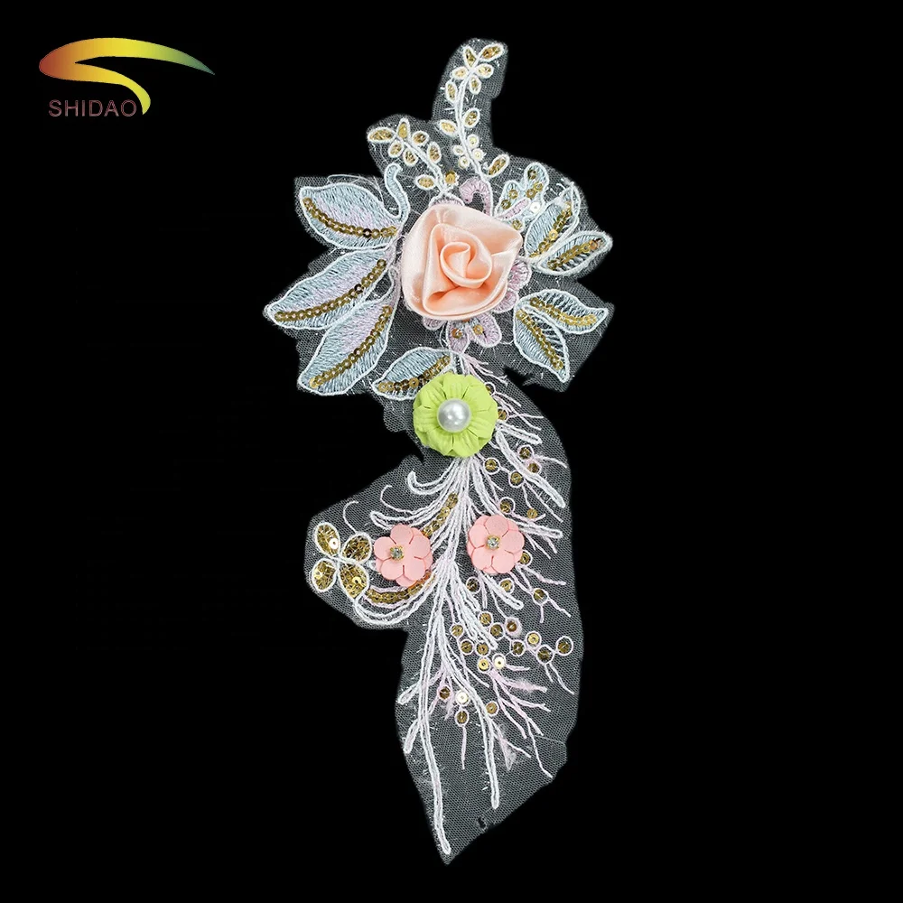 Wholesale 3d flower embroidered swiss voile lace in switzerland fabric beads bridal