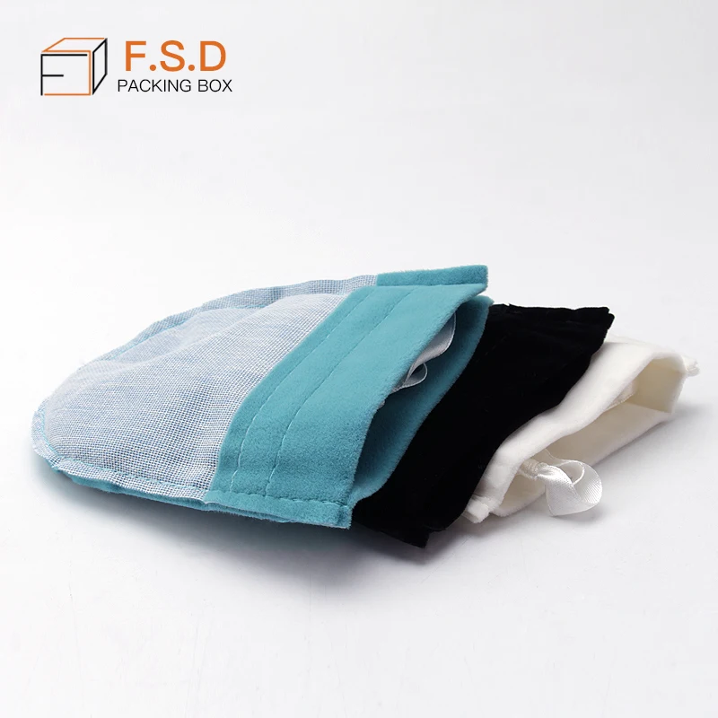 FSD wholesale custom drawstring jewelry bag velvet pouch with logo wholesale jewelry pouch for ring bangle bracelet