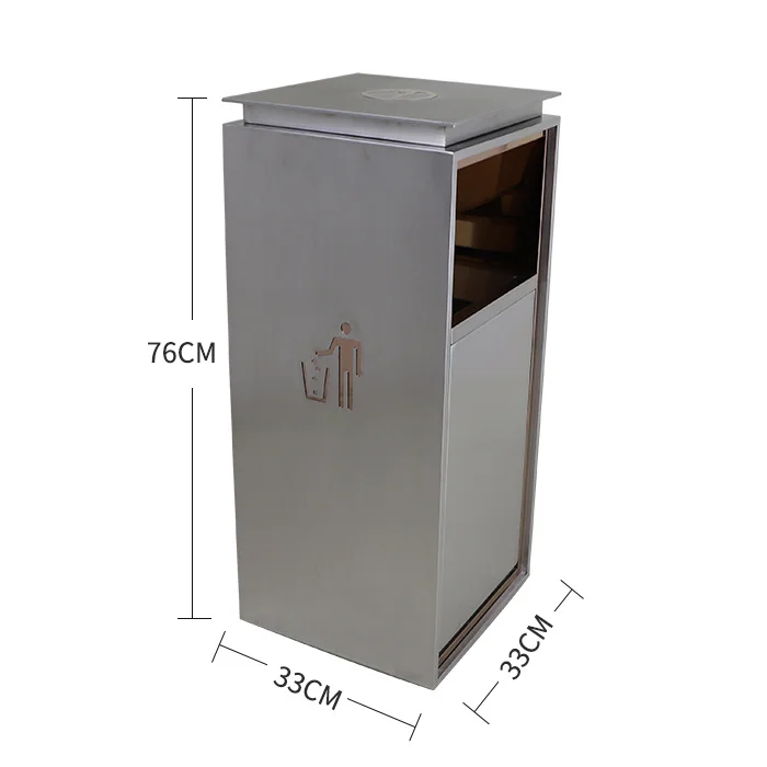 Rose Gold Stainless Steel Waste Basket Trash shopping mall office Rubish Garbish Can Bin