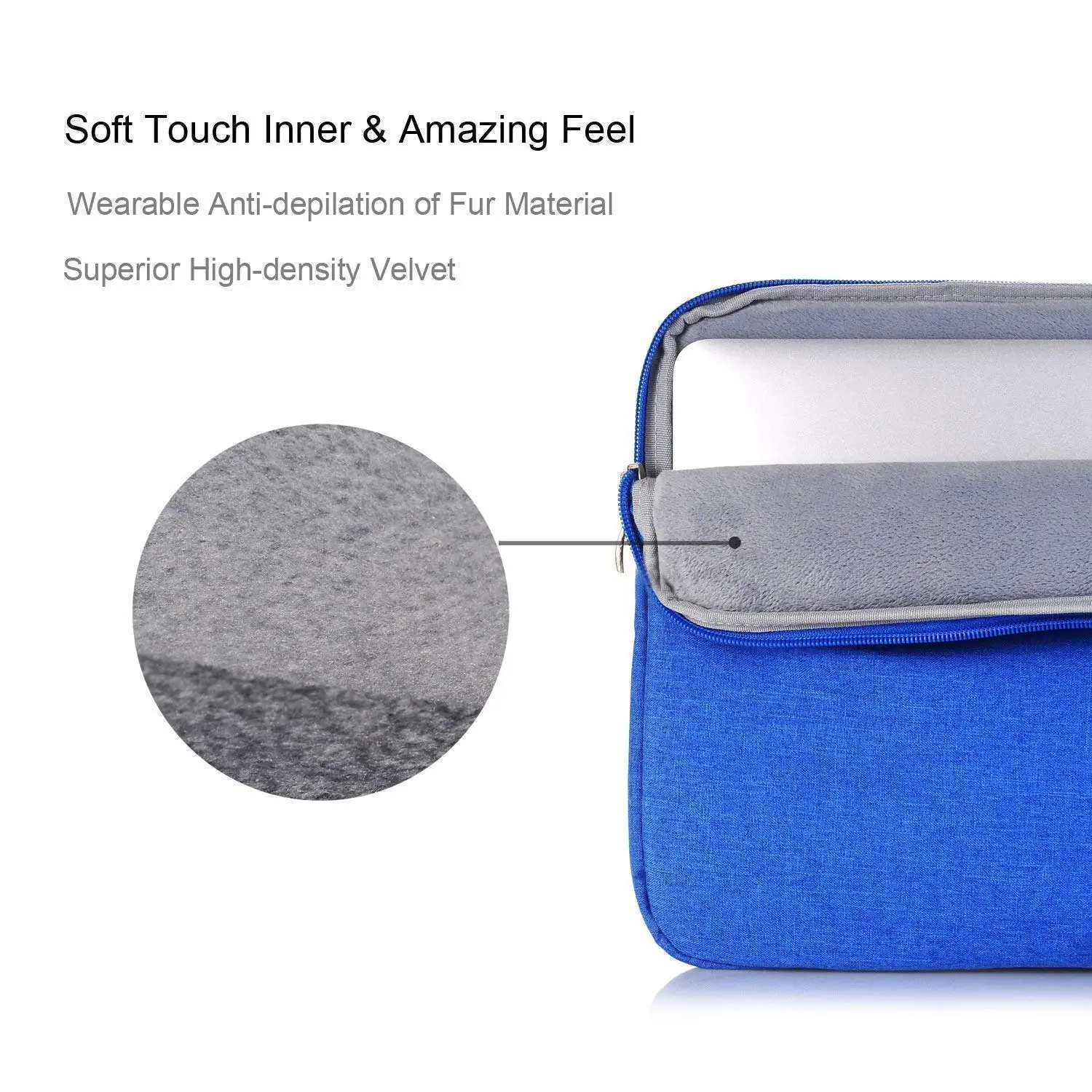 Blue Business Style Ultra-Book Laptop Carrying Case Protective Bag Sleeve Made of Felt Neoprene Fabric and PU Size Inch