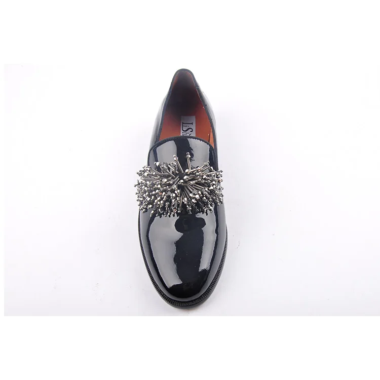 Special design steel nails paint leather black women shoes