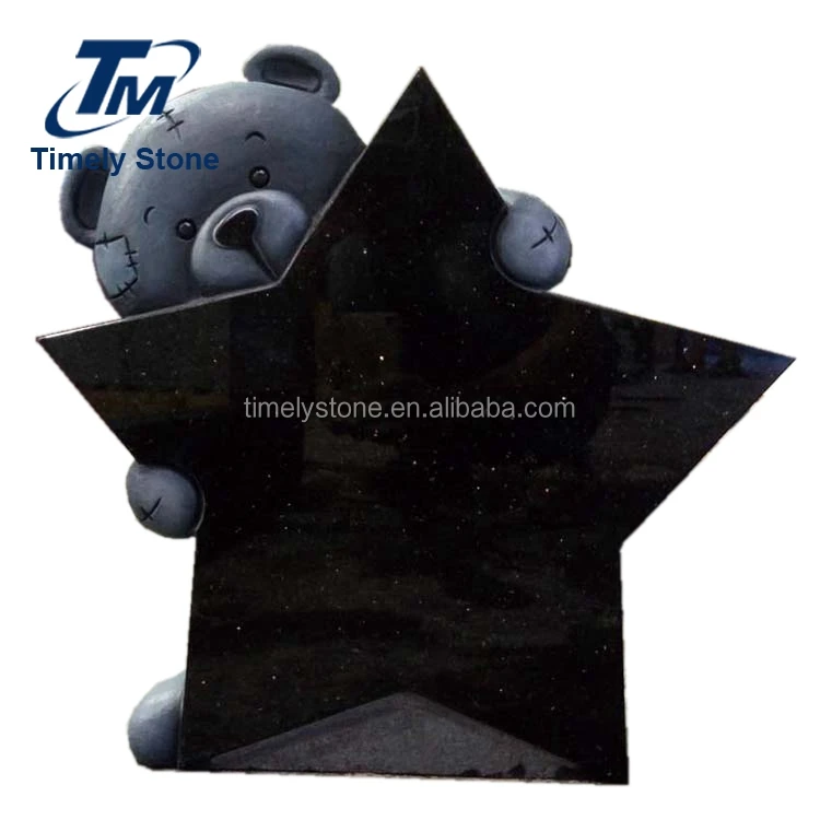
Simple Quality Granite Teddy Bear Star Child Headstone 