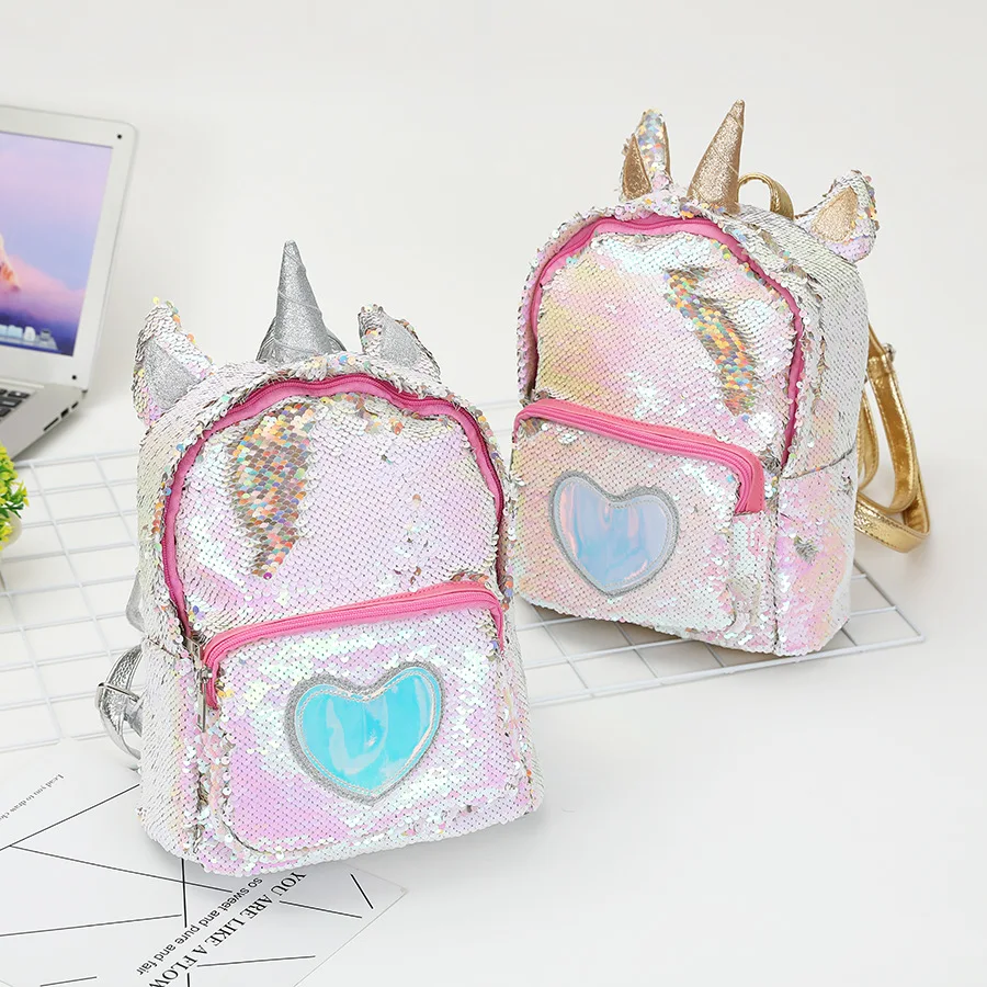 2019 new unicorn backpack girl fashion sequins backpack cartoon cute bag travel backpack