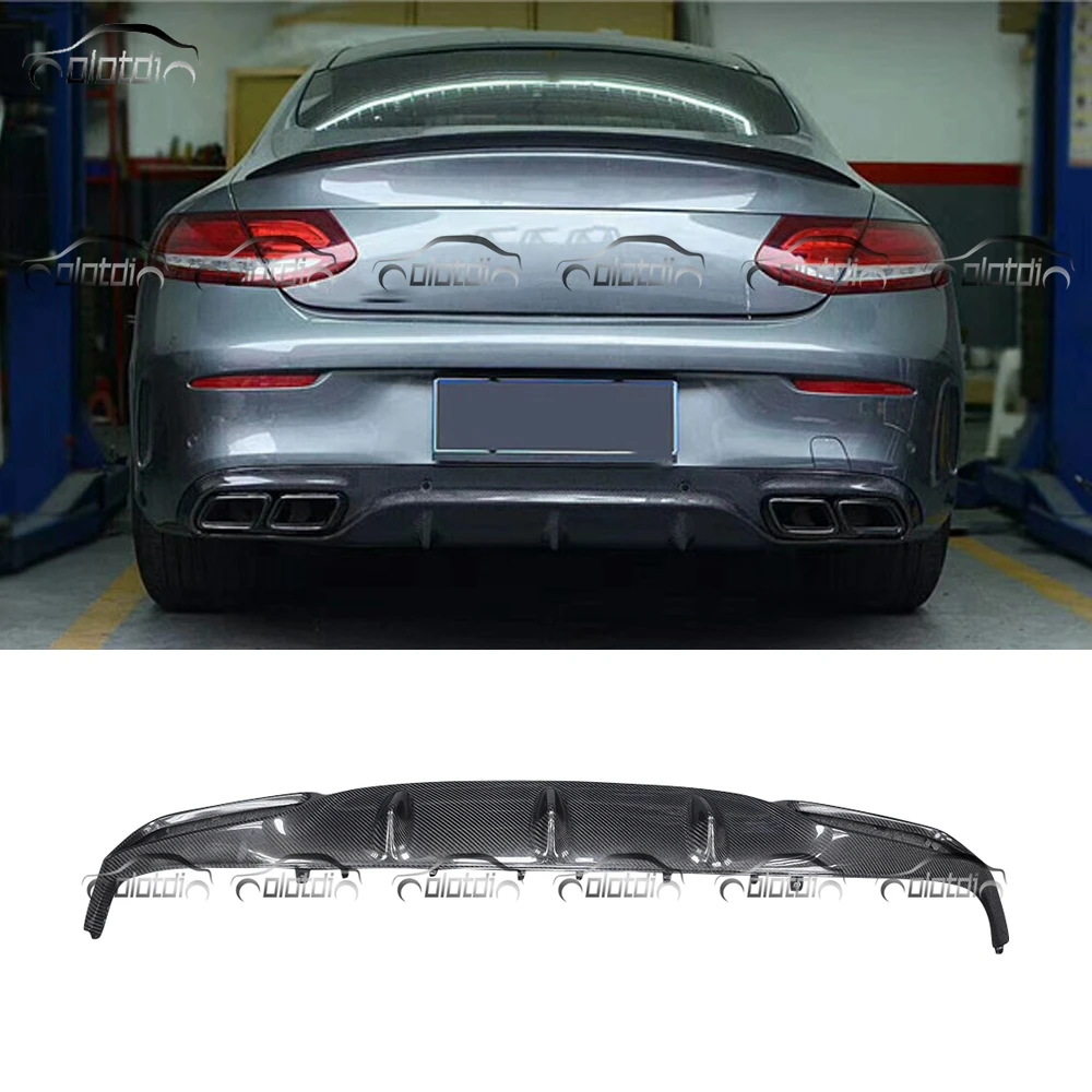 A Style Carbon Fins Spoiler Winglet Splitter Rear Bumper Lip Diffuser for Mercedes Benz W205 C205 C43 C63