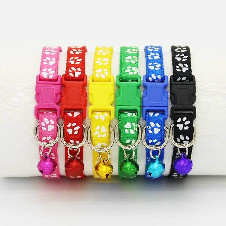 Wholesale Cheap Plain Cute Plain Nylon rainbow Dog Cat Collar with Bell