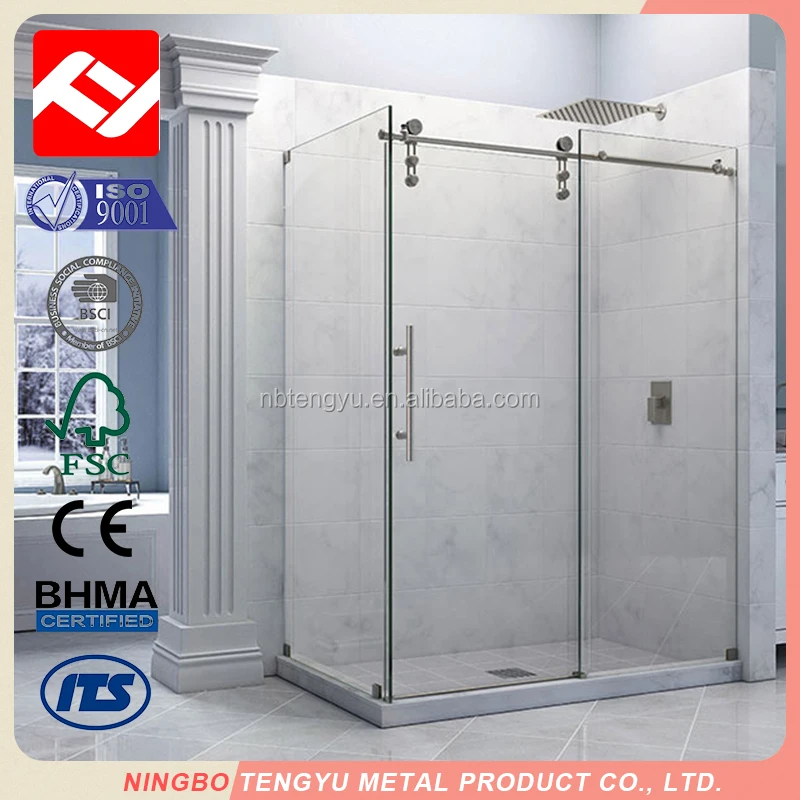 2017 горячие продажа бескаркасной душ фурнитура для раздвижных дверей с ровной дорожке