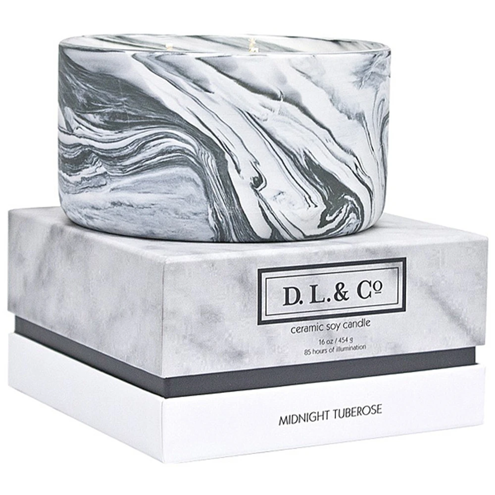 CERAMIC MARBLED JAR CANDLE