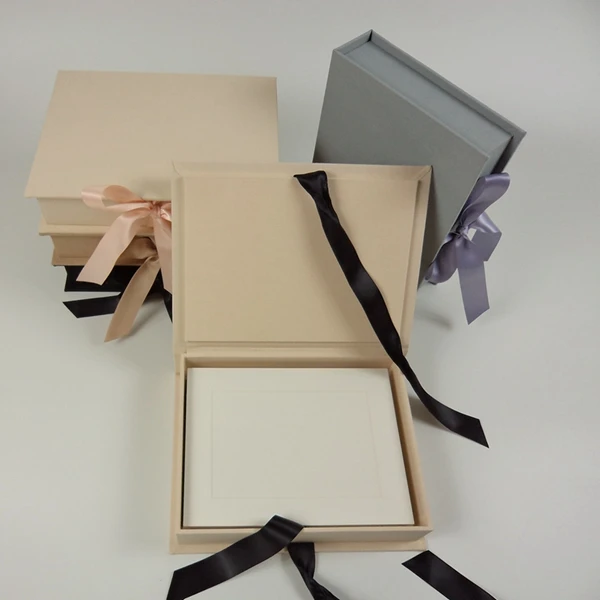Image Folio Boxes 20 matted mounts handmade clam shell style presentation box with ribbon Portfolios