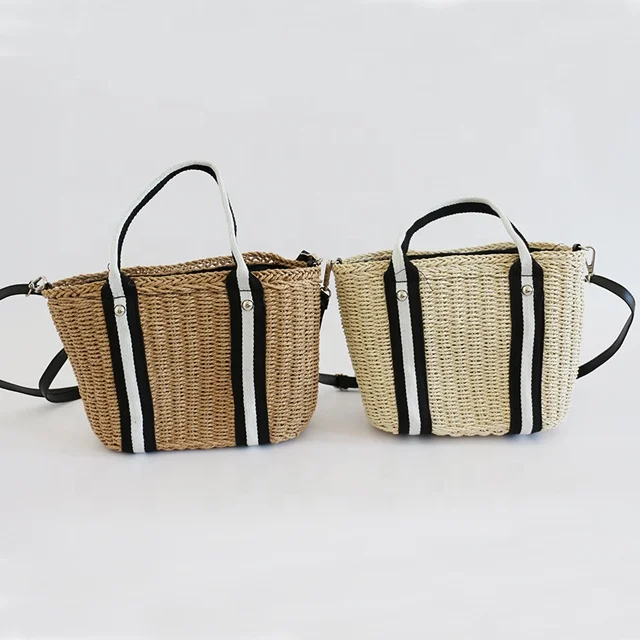 Ins summer straw bag handbag seaside holiday beach bag new knitting bag 2021 light brown yellow laizhou yiyou