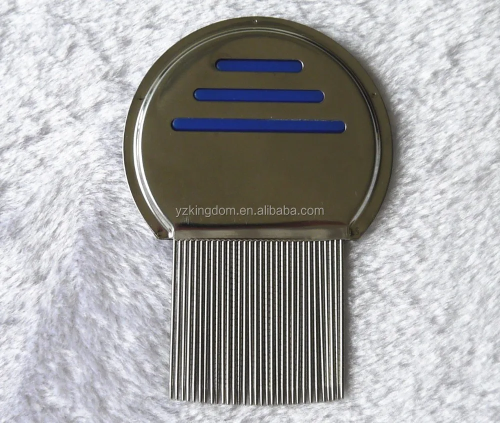 Stainless Steel Pins Handle Long Teeth Lice Comb With Anti Slip Lines