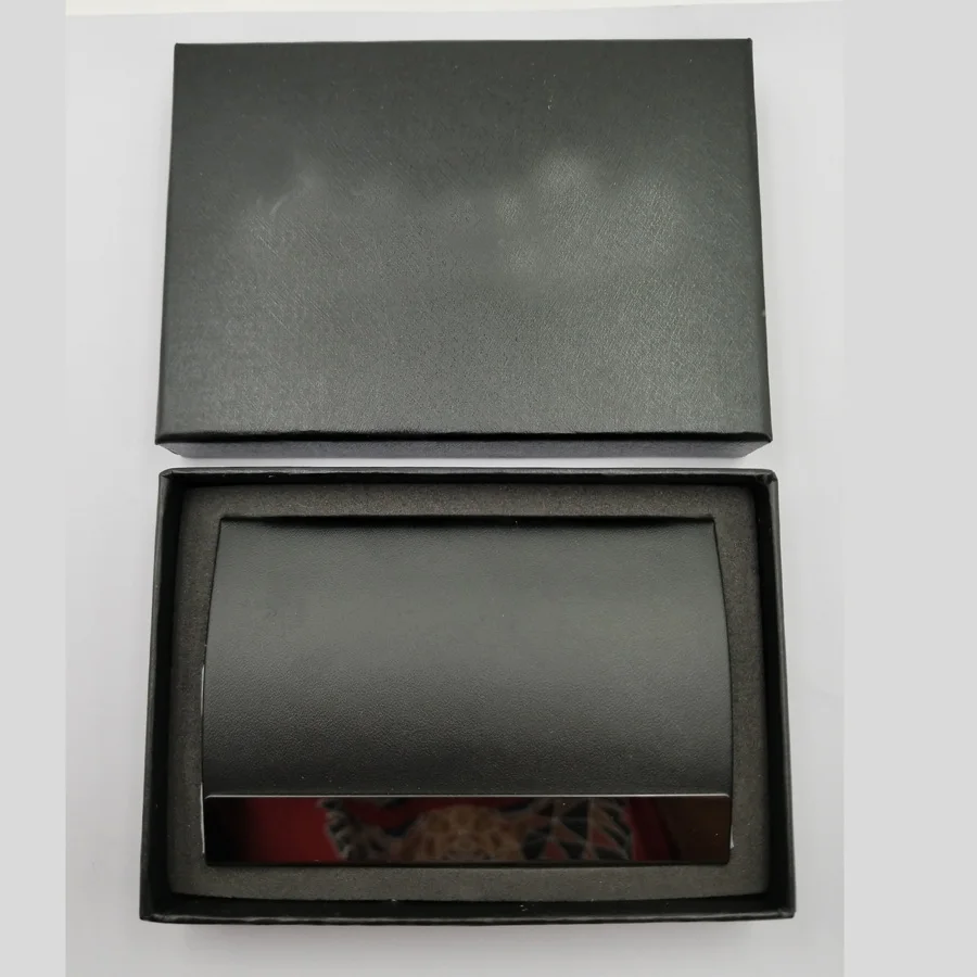 pu leather men metal business card holder with gift box