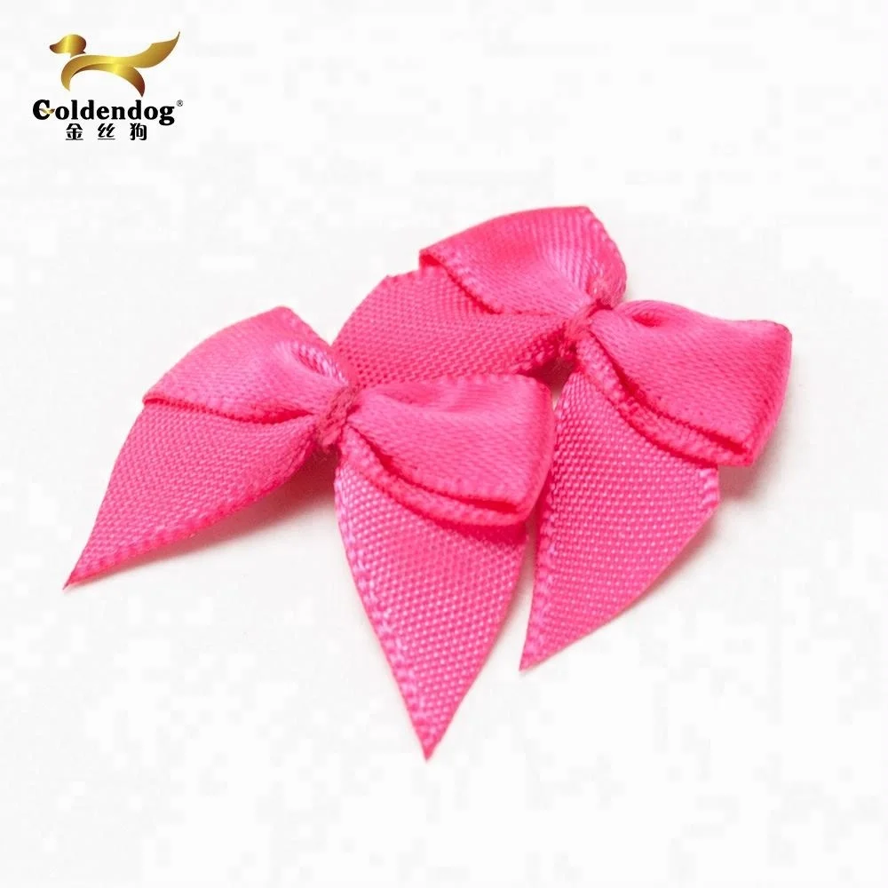 Mafolen China Factory Handmade Gift Decoration Polyester Bowknot Pre-tied Small Pink Satin Ribbon Bow Wholesale