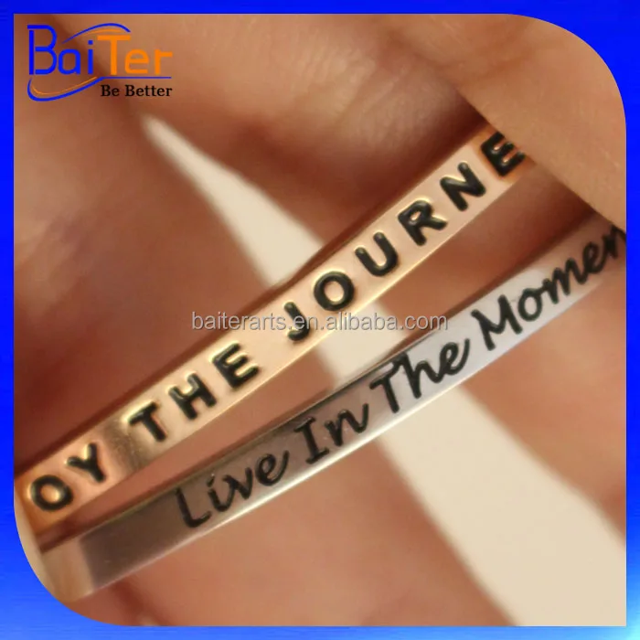 Custom Engraved 925 Sterling Silver Bracelet /Hand Stamped 925 Silver Inspire Cuff Bangle Bracelet Jewelry