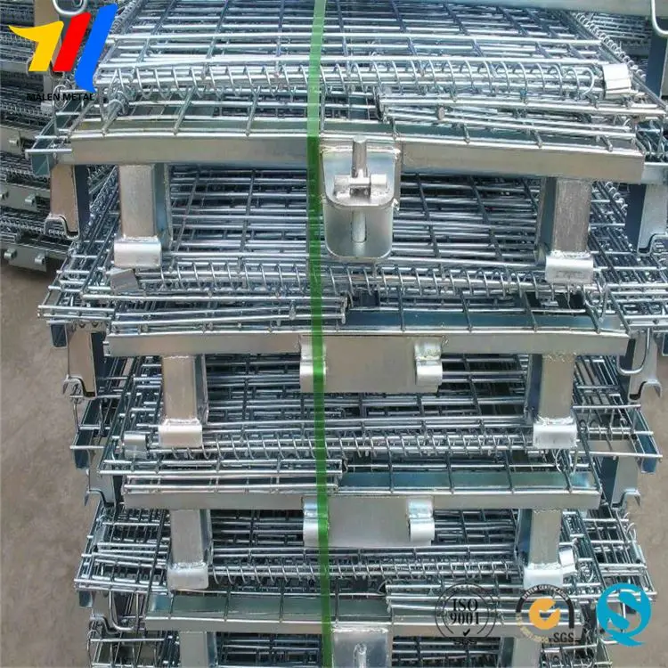
Supermarket Metal Wire Mesh Container Foldable Storage Crate for Storage 