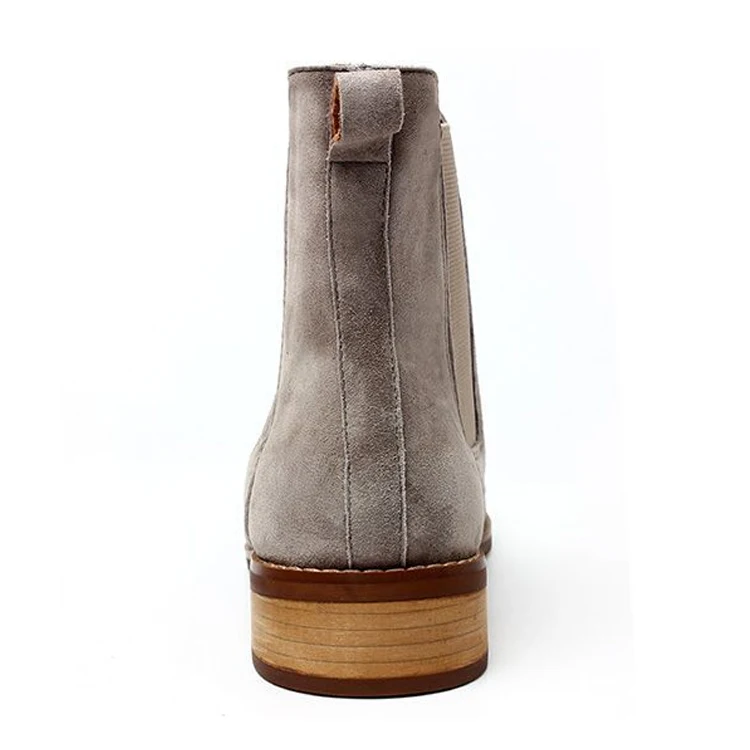 Private Brand Fashion Gray Cow Suede Leather Women Ankle Chelsea Boots