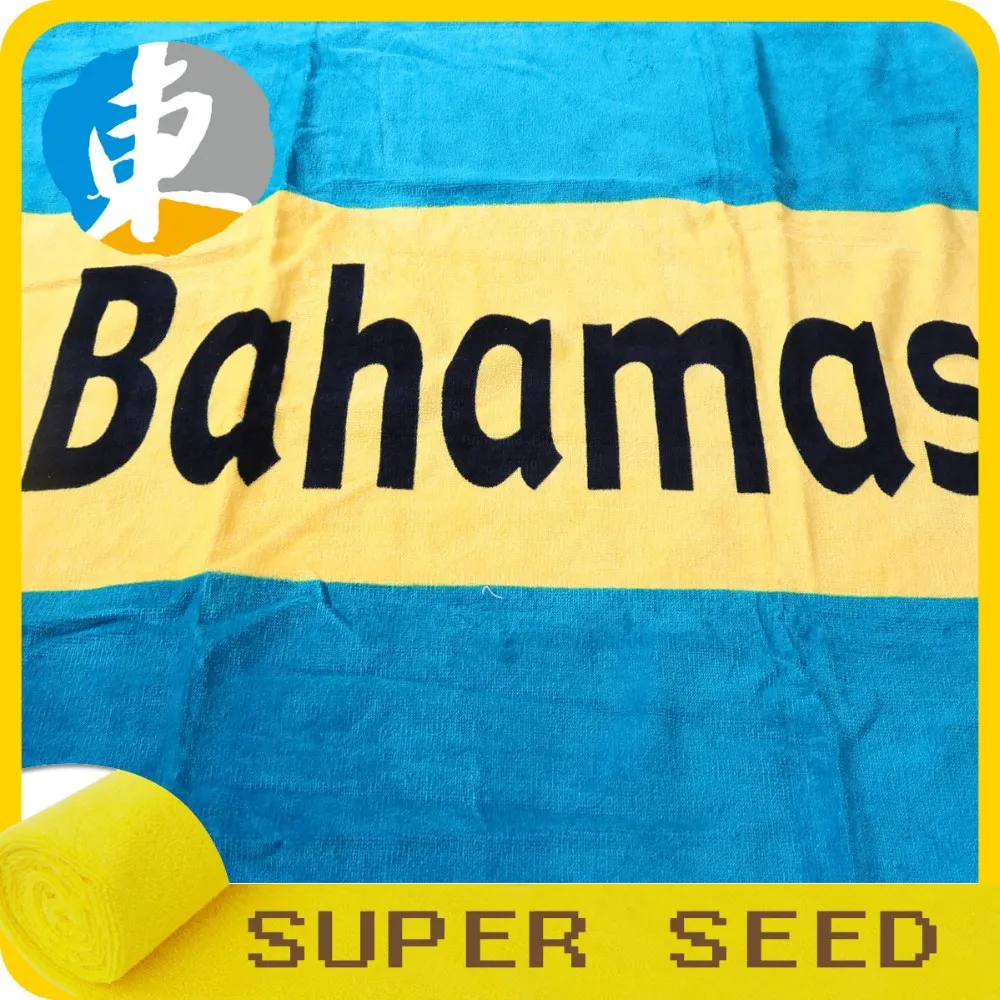 Cotton printed national bahamas flag beach towel