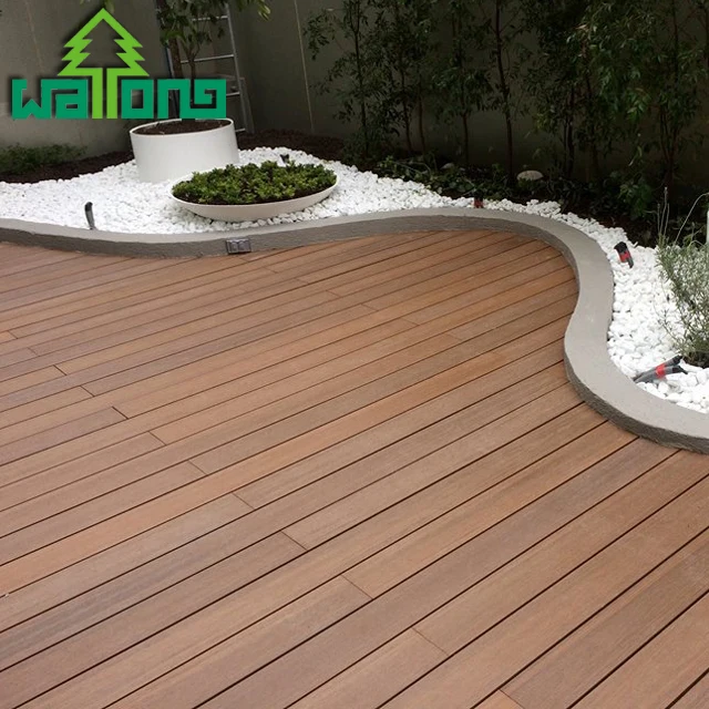 The most popular no pollution composite flooring teak color wpc decking