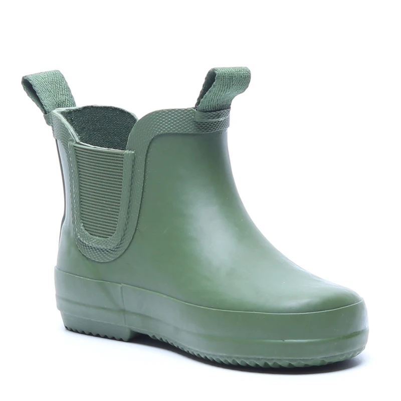 High quality newest design yellow logo kids ankle rain shoes rubber boots for children