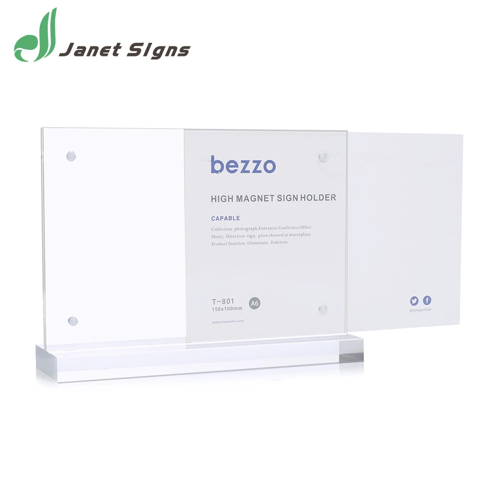 High quality T shape High magnet customized acrylic A5 paper holder A4 paper holder menu stand