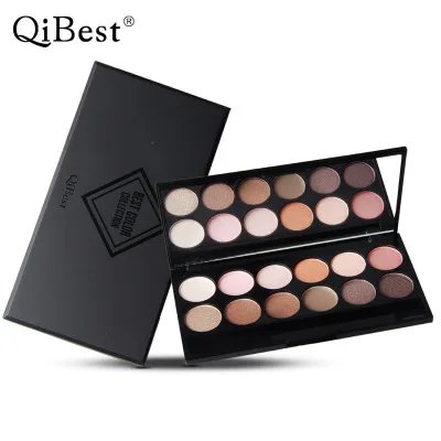 QiBest Eyes Makeup Kit 12 Colors Eyeshadow Eyebrow Pencil Liquid Eyeliner 3D Mascara Combination Makeup Set Professional
